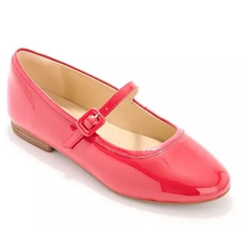 Clarks Cherry Red Patent Flats - Picture 1 of 8